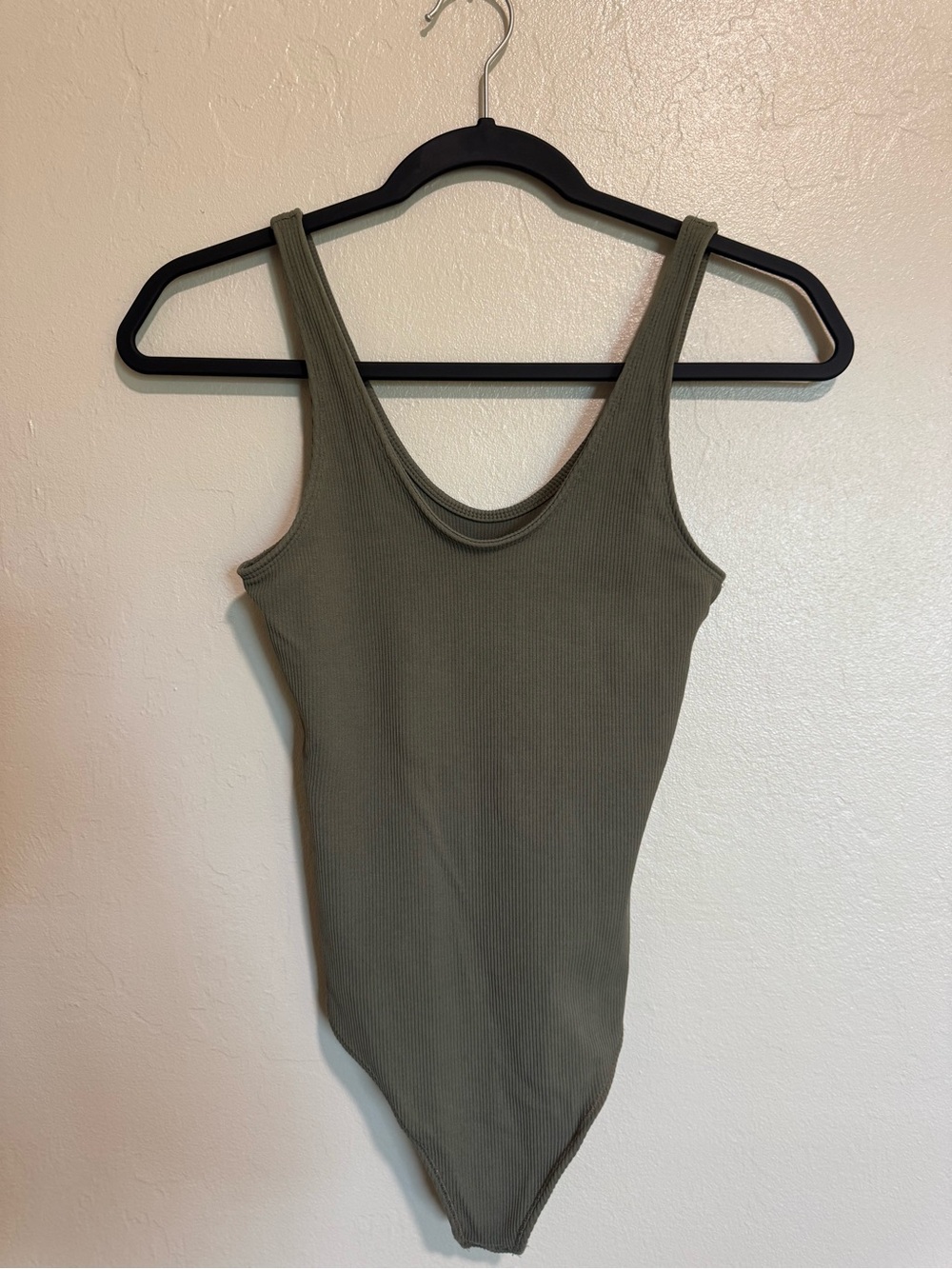 Abercrombie Soft A&F Olive Green Ribbed Scoop Neck Bodysuit XS